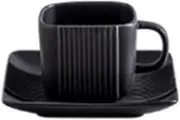 MAGICVOGEL 120 ml Espresso Cup with Saucer Set, Ceramic Coffee Cup Set, Retro Handmade Mocha Cup, Cappuccino Cup for Coffee, Americano, Latte, Café Mocha, Tea (Black)