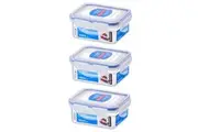 3x Locknlock 180ml Airtight Classic Rectangle Food Storage Container Short Clear