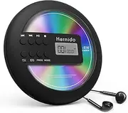 Hernido Portable CD Player for Car,Compact Disc Player with FM Transmitter,USB Rechargeable CD Walkman with Earphones,Anti-Skip/Shockproof