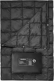 KingCamp XL Oversize Packable Lightweight Travel Down Alternative Warm Camping Blanket, Large Compact Outdoor Waterproof Insulated Blanket for Airplane, Hiking, Backpacking, Stadium, Park, Black