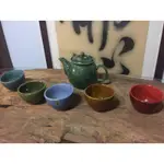 六色開片結晶釉茶壺組