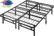 Smartbase Double Bed Frame Heavy Duty Steel Foldable Under Bed Storage Black