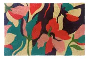 Flowers Blue PVC Backed Coir Doormat - Entry Mat, Welcome Mat, Door mat, Non Slip, Anti Slip, Front Door, Waterproof, Durable