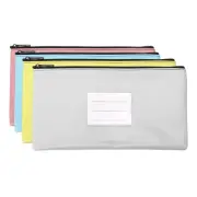 Deposit Bag with Zipper Set, 4pcs Pouch with Window, Multicolor