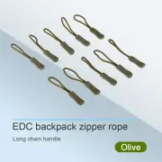 Army Green 10x Zipper Pulls Slider Cord Rope Puller Ends Lock