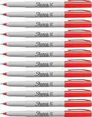 Sharpie 37122Bx Permanent Markers, Sharpie, Ultra-Fine, 12/Bx, Red