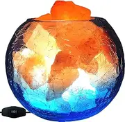 V.C.Formark USB Himalayan Salt Lamp, Salt Rock Lamp with Natural Salt Chunks Bring Visual Impact of Ice and Fire to you, Used for Desk, Bedroom, Living Room and Gift - Color Changing + Warm Light Mode