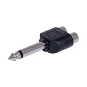 2 RCA Female To 6.35mm Plug Adapter
