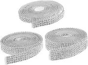 SEWACC 3 Rolls Self Adhesive Rhinestone Strips of Bling Glitter Ribbon for DIY Crafts Clothing Shoes Bags Decoration Durable Adhesive for Sparkling Touch
