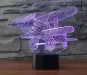 5V Desk Table Lamp Airplane 3D illusion Night Light 7-Color Changing LED Touch S