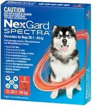 Nexgard Spectra for Extra Large Dogs 30.1 to 60 Kg Red 3 Chews