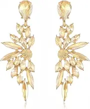 [FENBORY] Rhinestone Statement Earrings Cluster Crystal Drop Dangle Earrings Teardrop Chandelier Earrings Dangling Prom Wedding Bridal Earrings for Women Girls