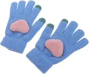 [Ipetboom] Fingerless Gloves for Women Thermal Touchscreen Winter Plush Knitted Full Finger Gloves