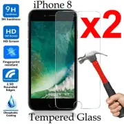 x2 Tempered Glass 9H screen protector guard for Apple iPhone 8 Front