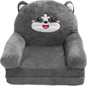 XIASABA Kids 2 in 1 Flip Open Lightweight Lounging Sofa Extendable Sleeper Couch with Cartoon Design Crafted from Plush and Sponge in Grey Dog 3 Layers for Comfortable Relaxing P (2 Tier)