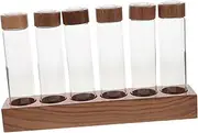 MOKKHNB 1 Set Elegant Glass Coffee Bean Storage Bottles with Airtight Lids and Walnut Base Single Dose Containers for Stylish Kitchen Display