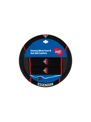 ESSENDON BOMBERS STEERING WHEEL COVER AND SEAT BELT COMFORTS SET