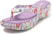 [JOMIX] Flip Flops Women's Toe Separator Summer Flowers Sandals Colourful Slides Bath Slippers Soft Footbed Bath Slippers Shower Pool Sea Beach