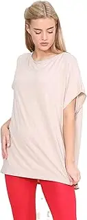 [Janisramone] Womens Ladies New Plain Off The Shoulder Batwing Sleeve Bardot Baggy Oversized T-Shirt Tee Top