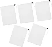 [Abaodam] 5pcs Drawstring Bags Mesh Travel Pouches for Clothes Sundries Storage Durable Lightweight Household Organizer for Travel and Home Use