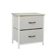 Chest of 2 Drawers Bedside Table Beige