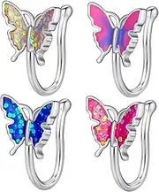 [VALICLUD] 4pcs Fake Nose Ring Nose Cuffs Nose Shaper Nose Jewellery Women's Fashion Accessory