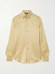 [Ralph Lauren Collection] Ralph Lauren Collection - Cameron Silk-satin Shirt - Cream - US2 US 2 Cream
