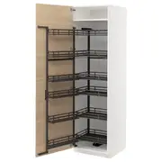METOD high cabinet with pull-out larder, white/Askersund light ash effect, 60x60x200 cm