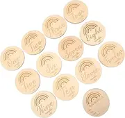 MERRYHAPY 13pcs Wooden Milestone Cards Monthly Milestone Photo Props for Hand Sanded Solid Wood Decor Minimalist Birth Decorations