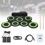 G3002 Electronic Drum Kit Roll-Up Silicon Drum Set Digital 7 Pad Kid Gift Green