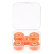 Prewound Sewing Bobbin Thread Set of 5pcs with Storage Plastic Case, Dark Orange