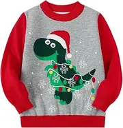 [Trsenvrml] Toddler Boy Christmas Ugly Jumper Kids Christmas Dinosaur Long Sleeve Pullover Novelty Pullover Sweatshirt 3-7T, Grey Dinosaurs, 4-5 Years