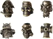 6pcs Knife Paracord Lanyard Ropes Alloy Skull and Cross Beads,EDC Multifunctional Tool Outdoor Camping Folding Knives Gadget Ornaments