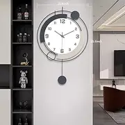 Large Wall Clock Decorative Wall Clocks with Pendulum Silent Quality Quartz Wall Clock Battery Operated Large Wall Clock for Living Room,Kitchen,Home,Bathroom,Bedroom Wall Decor,16x25.6inch Black