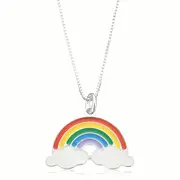 Sterling Silver Enamel Rainbow Kids Necklace