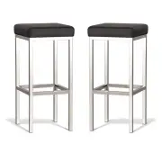 Set of 2 - Borgo Bar Stool 75cm - Polished Frame - Black