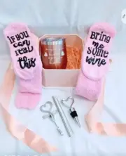 NIP Mom Box Gift Set Valentine Day Special Insulated Cup Metal Straw Wine Opener