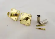 10 RP-SMA Female 4 Hole Panel Flange Crimp RG316 RG174 LMR100 Cable RF Connector