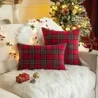 Christmas Pillowcase Polyester Pillowcases Geometric Plaid Print Set Frosted