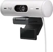 Logitech Brio 500 Full HD Webcam with Auto Light Correction, Auto-Framing, Show Mode, Dual Noise Reduction Mics, Webcam Privacy Cover, Works with Microsoft Teams, Google Meet, Zoom - Off White