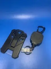 Retractable Badge Holder Carabiner Reel Keychain with ID Cards Holder Heavy Duty