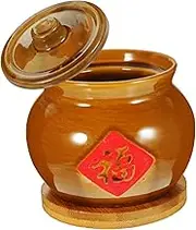 DOITOOL 1set Ceramic Stew Pot with Lid Retro Food Container for Soup Earthenware Bowl for Steaming Edible Bird 's Nest Easy to Clean Ceramic Cookware