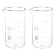 2Pcs 400ml Tall Form Glass Beaker, 3.3 Glass Graduated Measuring Cups