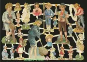 German Embossed Scrap Die Cut - Precious Colorful Children EF7235