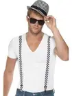 Ska 80s Madness Music Celebrity Kit Hat + Braces Black White Check Fancy Dress