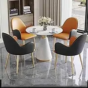 Office Reception Room Round Conference Table Set, Club Mini Meeting Table 80cm Business Dining Table and Chair Set, Orange and Gray, Perfect for Sales Meetings and Shops