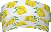 [Ghjkfbf] Yellow Lemon Print Sunscreen Visor Hats for Women Men Adjustable Empty Top Beach Cap Hat Adults Outdoor Sports, Black, One Size