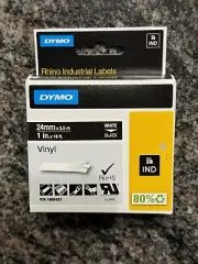 DYMO Industrial Labels for DYMO Industrial Rhino Label Makers, White on Black, 1