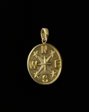 14K Italian Gold Compass Pendant