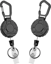AOMIG 2 Pack Retractable Keychain, Multitool Carabiner Badge Holder, Retractable ID Badge Clip Reel, Retractable Key Chain